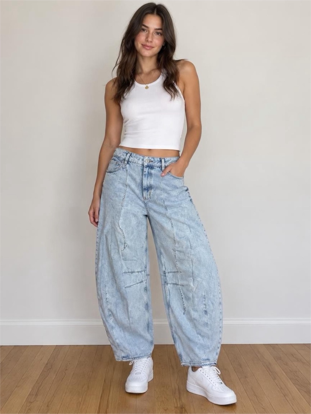 Gap Ultrasoft high rise horse shoe barrel jeans